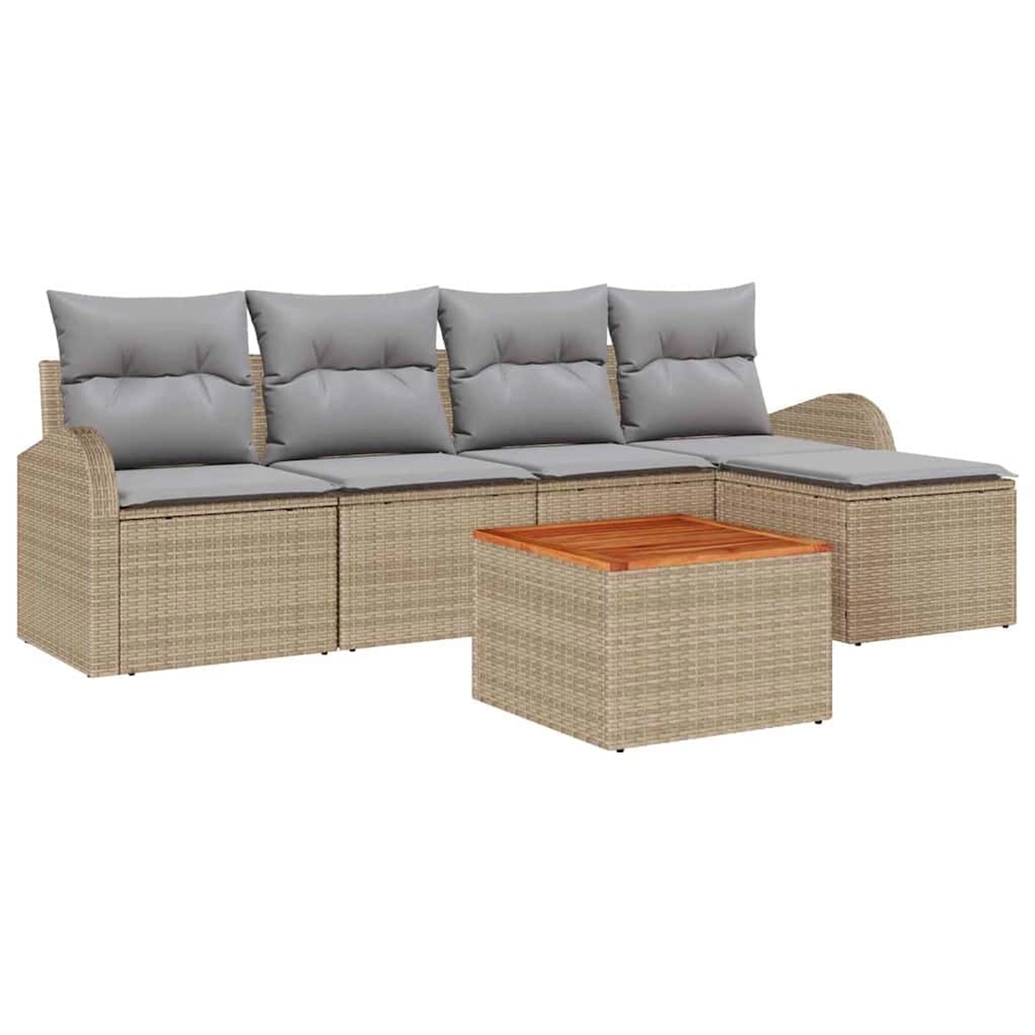 vidaXL Garten-Sofa-Set 6-Tlg Beige Poly Rattan 3347567 günstig online kaufen