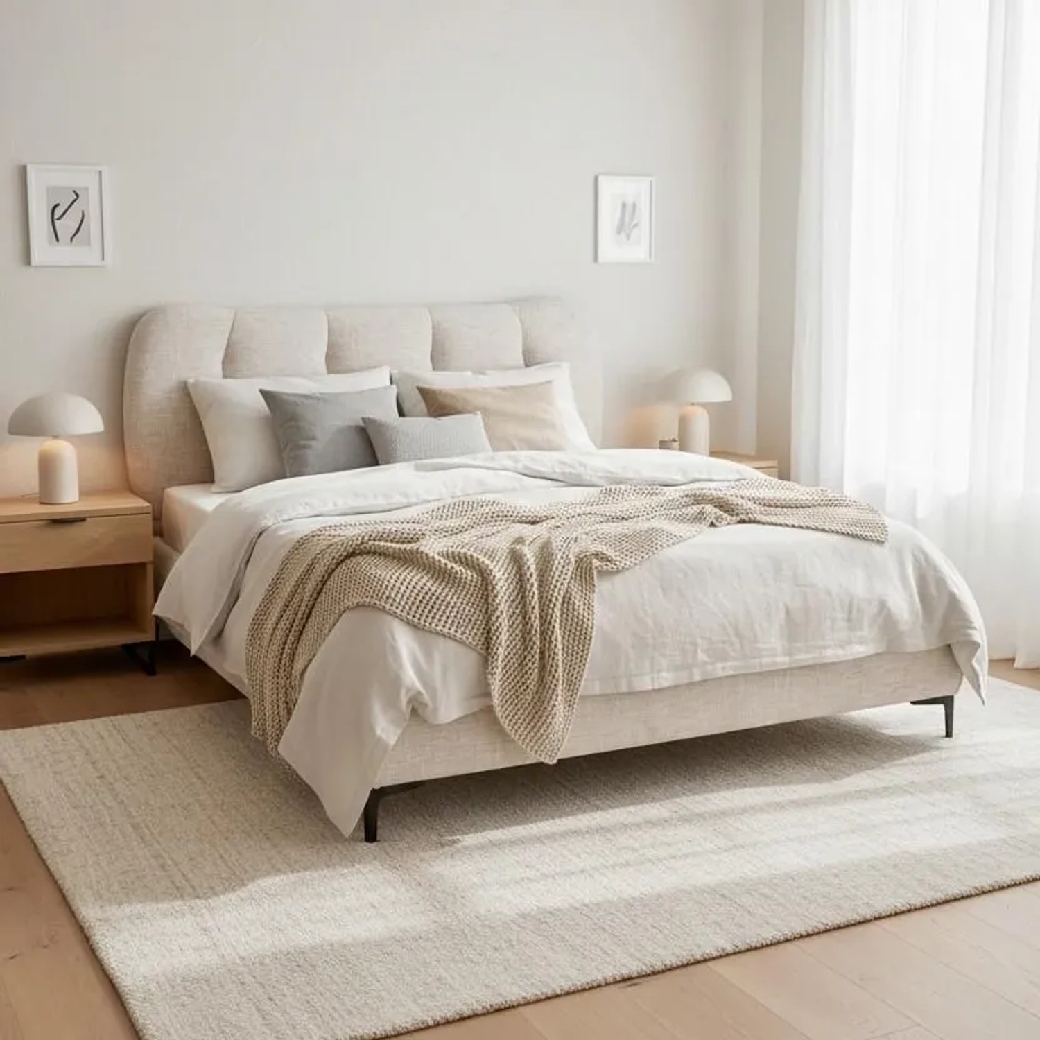 Bessagi Home Polsterbett Glaris Creme ca. 160x200 cm