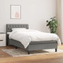 Dunkelgraues vidaXL Boxspringbett 90x200 cm mit Stoffbezug, inklusive Matratze und Topper.