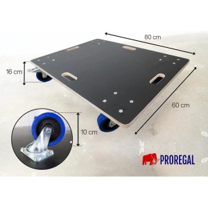 PROREGAL Transportroller, 80x60cm, mit 4 Rollen und Tragegriffen, Traglast 800kg.
