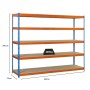 PROREGAL Schwerlastregal Big Wood Yeti Five, 200x150x75cm, 400kg Fachlast, blau-orange.