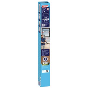 Verpackung des tesa® Insect Stop Falt Alu-Rahmen Fenster in Anthrazit. Insektenschutz für Fenster.