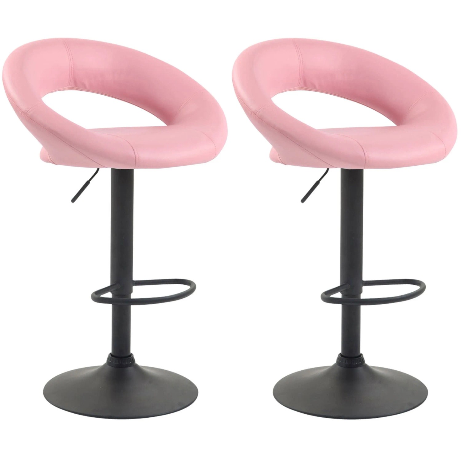 DELUKE 2er Set Barhocker MEKIM Kunstleder Pink 53x47x80cm Schwarz Barstuhl Höhenverstellbar Mit Lehne Drehbar Tresenhock...