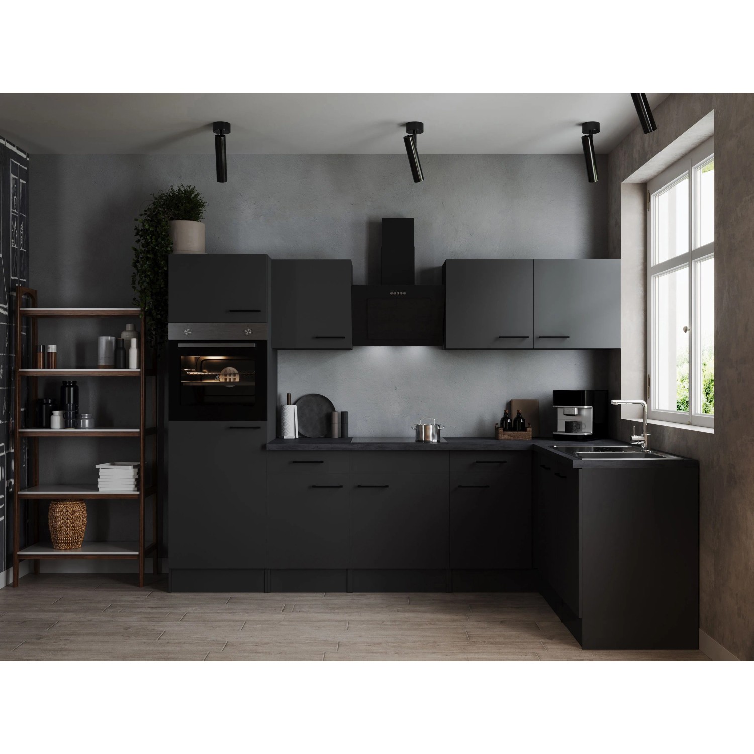 Respekta Winkelküche Oliver 280 cm Grau Matt