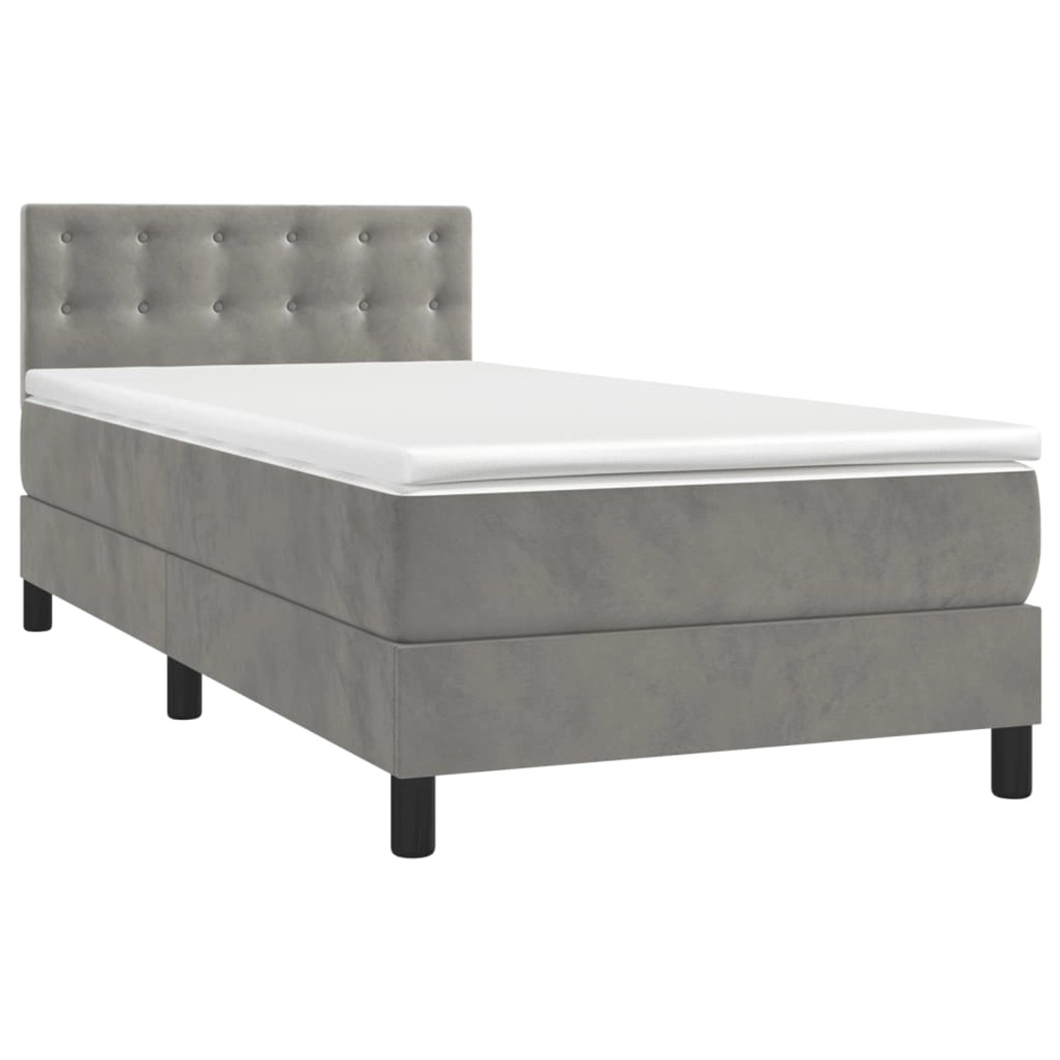 vidaXL Boxspringbett mit Matratze & LED Hellgrau 90x190 cm Samt 3134615 günstig online kaufen