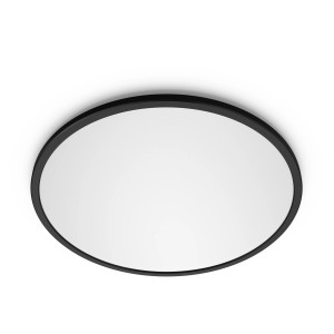 Schwarzes, rundes Philips LED-Panel Superslim SceneSwitch, 22W, für Deckenmontage.