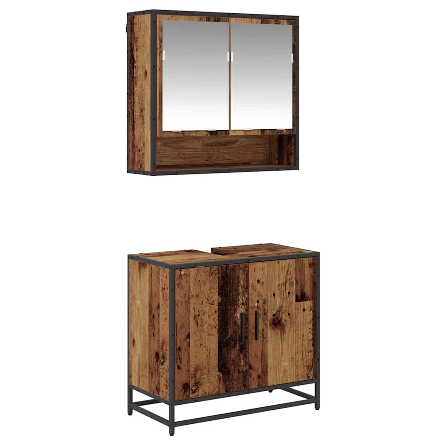 vidaXL Badezimmermöbel-Set mit Regal 2-Tlg Altholz Holzwerkstoff 3402345 günstig online kaufen