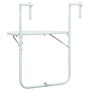 Weißer vidaXL Balkon-Hängetisch aus Kunststoff in Rattan-Optik, höhenverstellbar.