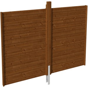 Skan Holz Rückwand Profilschalung, 291x200 cm, Nussbaum, mit Pfosten und Anker für Carport.