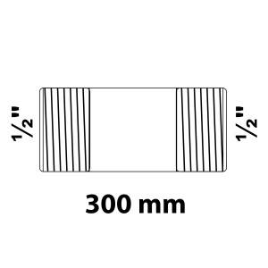 Kirchhoff Rohrdoppelnippel, 21 mm (1/2 AG) x 300 mm, verzinkt, für Temperguss-Fittings.