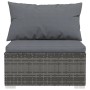 Graues vidaXL Garten Lounge Set mit Kissen, Polyrattan, Detailansicht.