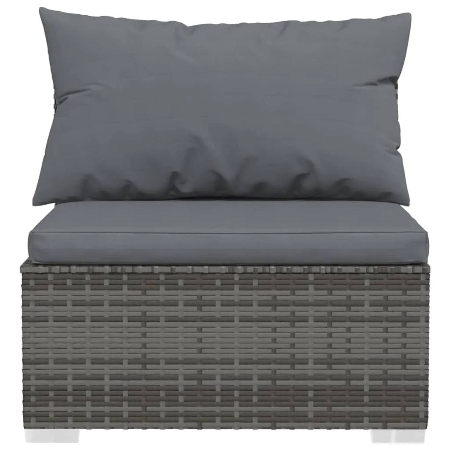 Graues vidaXL Garten Lounge Set mit Kissen, Polyrattan, Detailansicht.