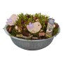 Traubenhyazinthen-Arrangement im Zinktopf mit Deko-Vögeln, Topf ca. 29 cm Ø.