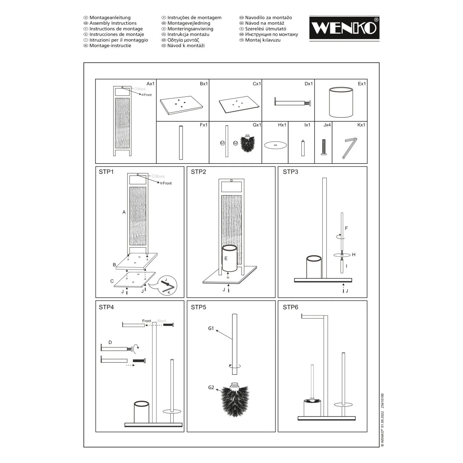 Montageanleitung für WENKO Stand WC-Garnitur Rivalta Allegre aus Rattan und Bambus.