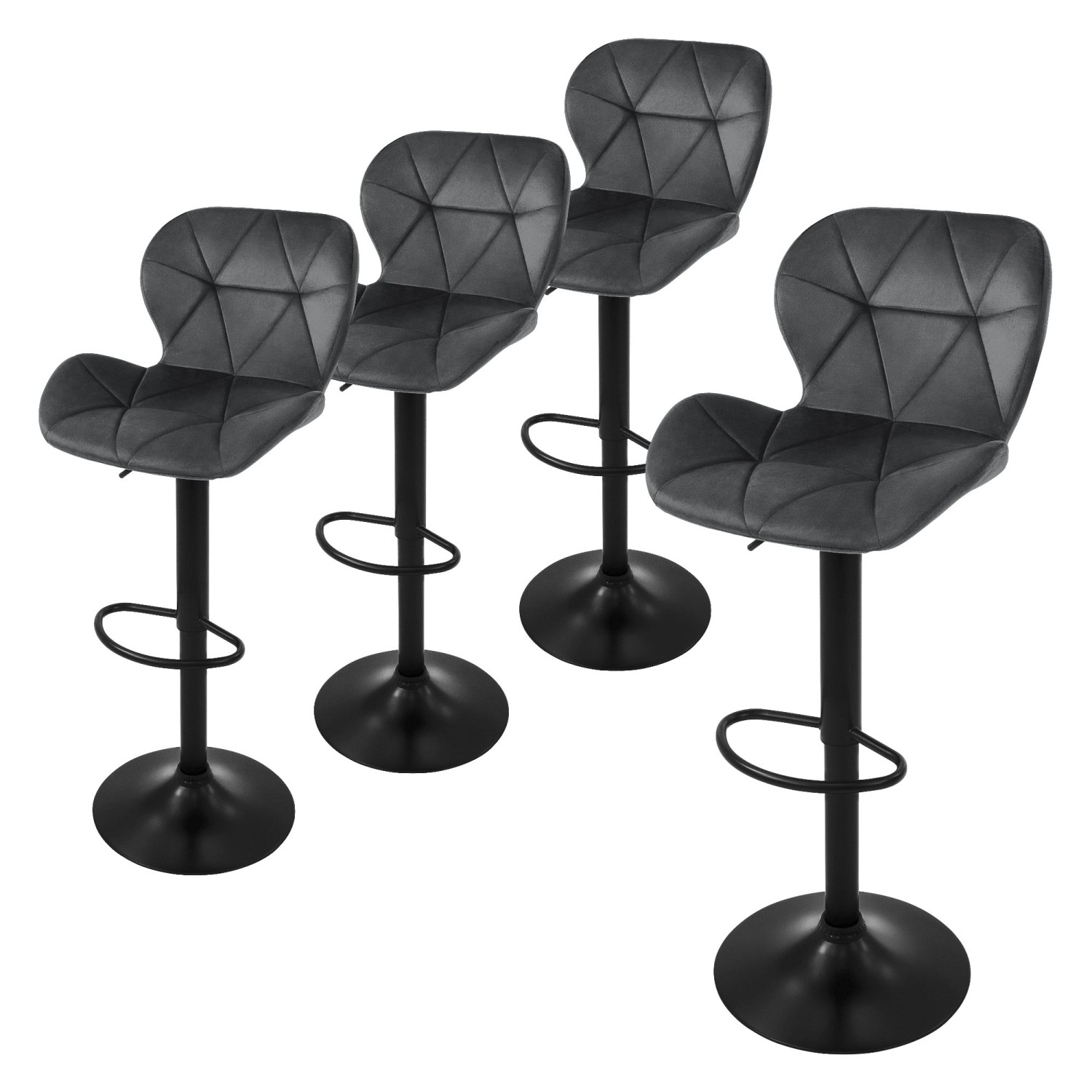 ML-Design Barhocker 4Er Set aus Samt Grau Gepolsterter Drehbar Hocker