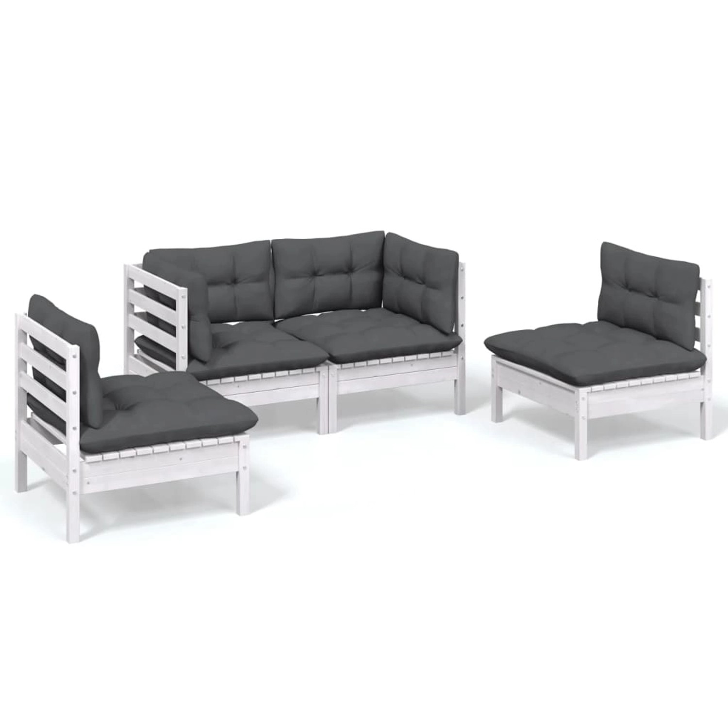 vidaXL 4-tlg Garten-Lounge-Set mit Kissen Kiefer Massivholz Modell 48 günstig online kaufen