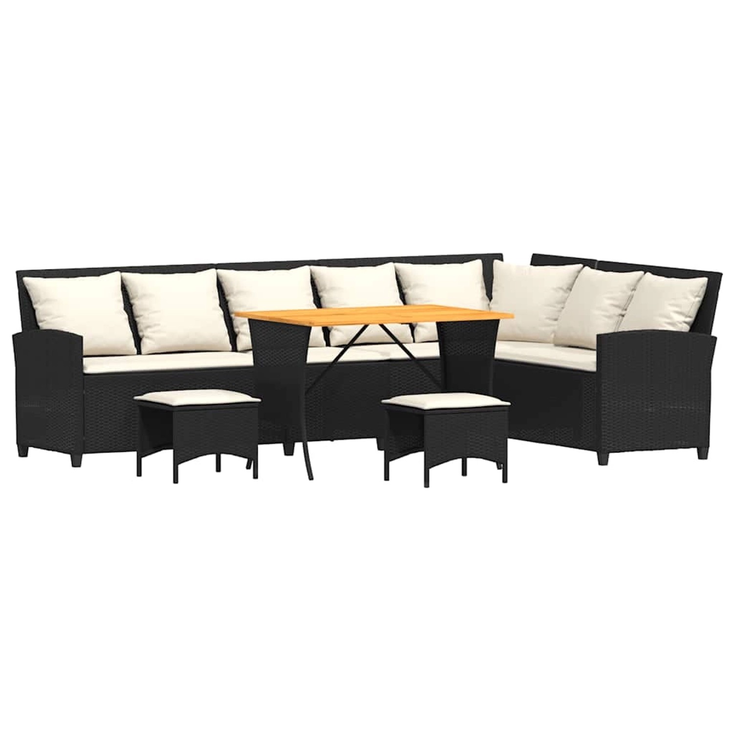 vidaXL 4-Tlg Garten-Sofagarnitur mit Kissen L-Form Schwarz Poly Rattan 3365 günstig online kaufen