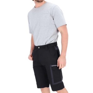 Eliworx Workwear Shorts Anthrazit-Schwarz für Herren mit Stifttasche, Reflexstreifen und Cargotaschen.