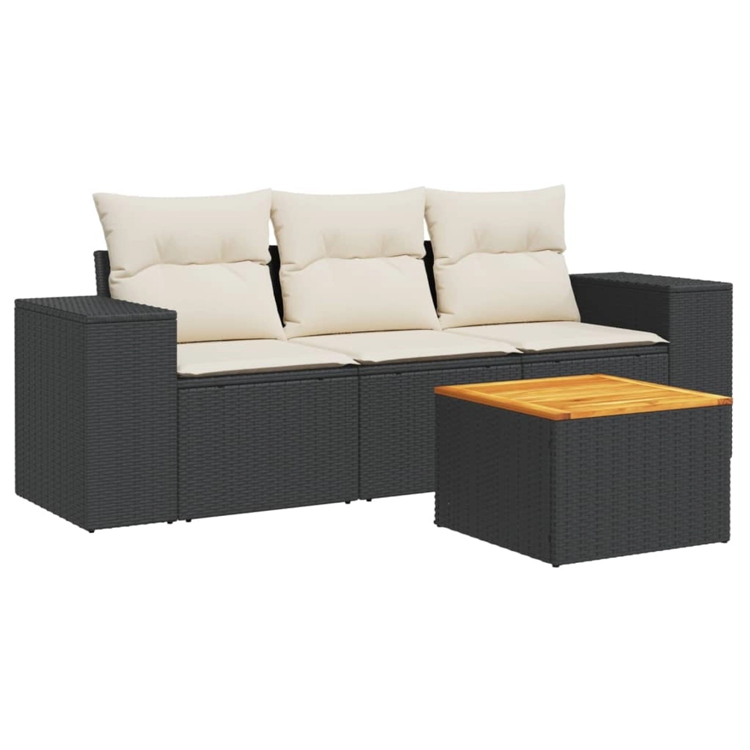 vidaXL 4-tlg Garten-Sofagarnitur mit Kissen Schwarz Poly Rattan Modell 5 günstig online kaufen