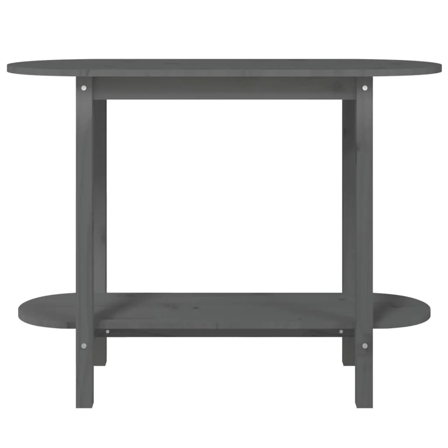 Grauer vidaXL Konsolentisch aus Kiefernholz mit Ablage, 110x40x80 cm.