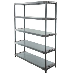 Graues PROREGAL Kunststoffregal Grey Bear Tall mit 5 Böden, Fachlast 70kg, 180x140x46cm.