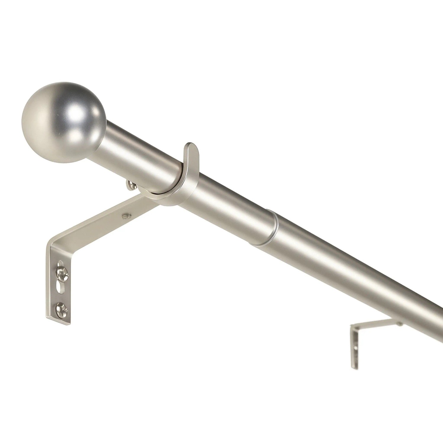 Ausziehbare Gardinenstange in Edelstahl-Optik mit Kugel-Endstück, 70-120cm. Ideal für Vorhänge.