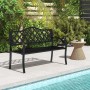 Schwarze Costway Gartenbank aus Metall mit Rückenlehne für 2 Personen.
