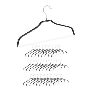 Relaxdays Kleiderbügel Set Metall Schwarz Rutschfest 30er Pack