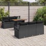 Schwarzes 7-teiliges vidaXL Garten-Sofa-Set aus Poly Rattan mit Stauraum.