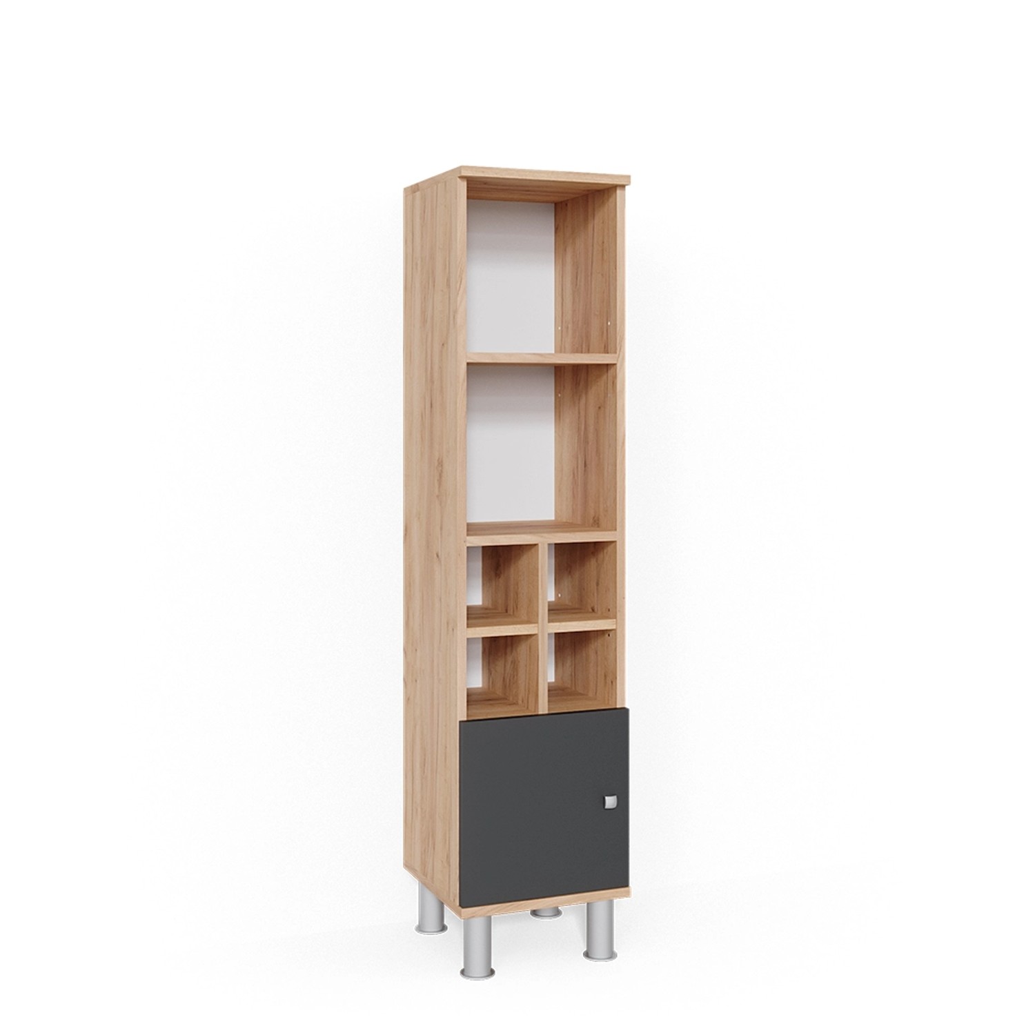 Vicco Midischrank Fynn Anthrazit/Goldkraft Eiche 30 x 131 cm Kleine Tür