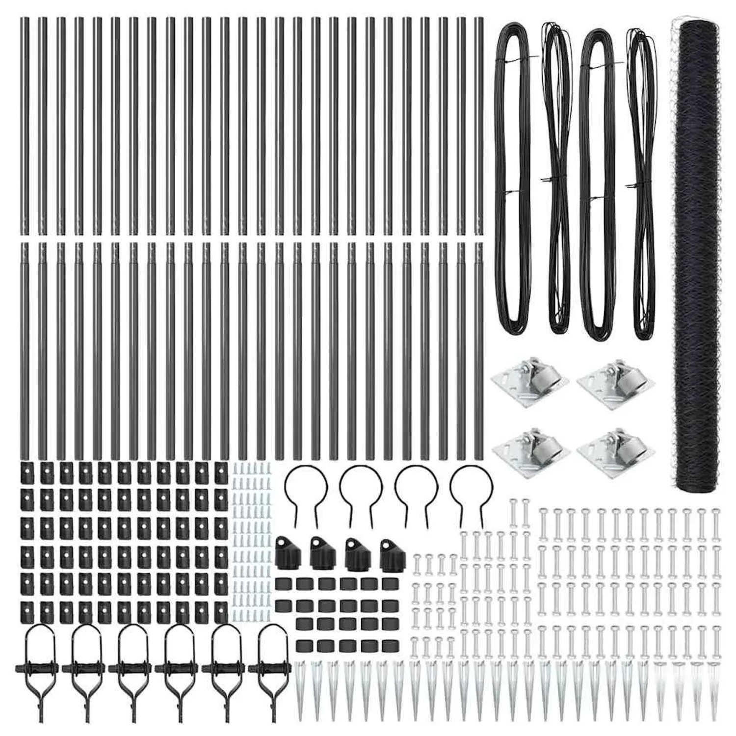 vidaXL Zaunpfosten Grau 50 x 1,6 m 50 mm Maschenweite Stahl und PVC 3353290 günstig online kaufen