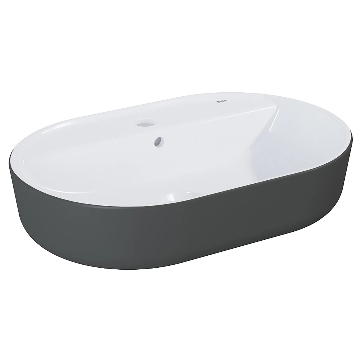 Roca Aufsatzwaschbecken Domus Oval 55 cm Anthrazit Matt - Weiß Hochglanz