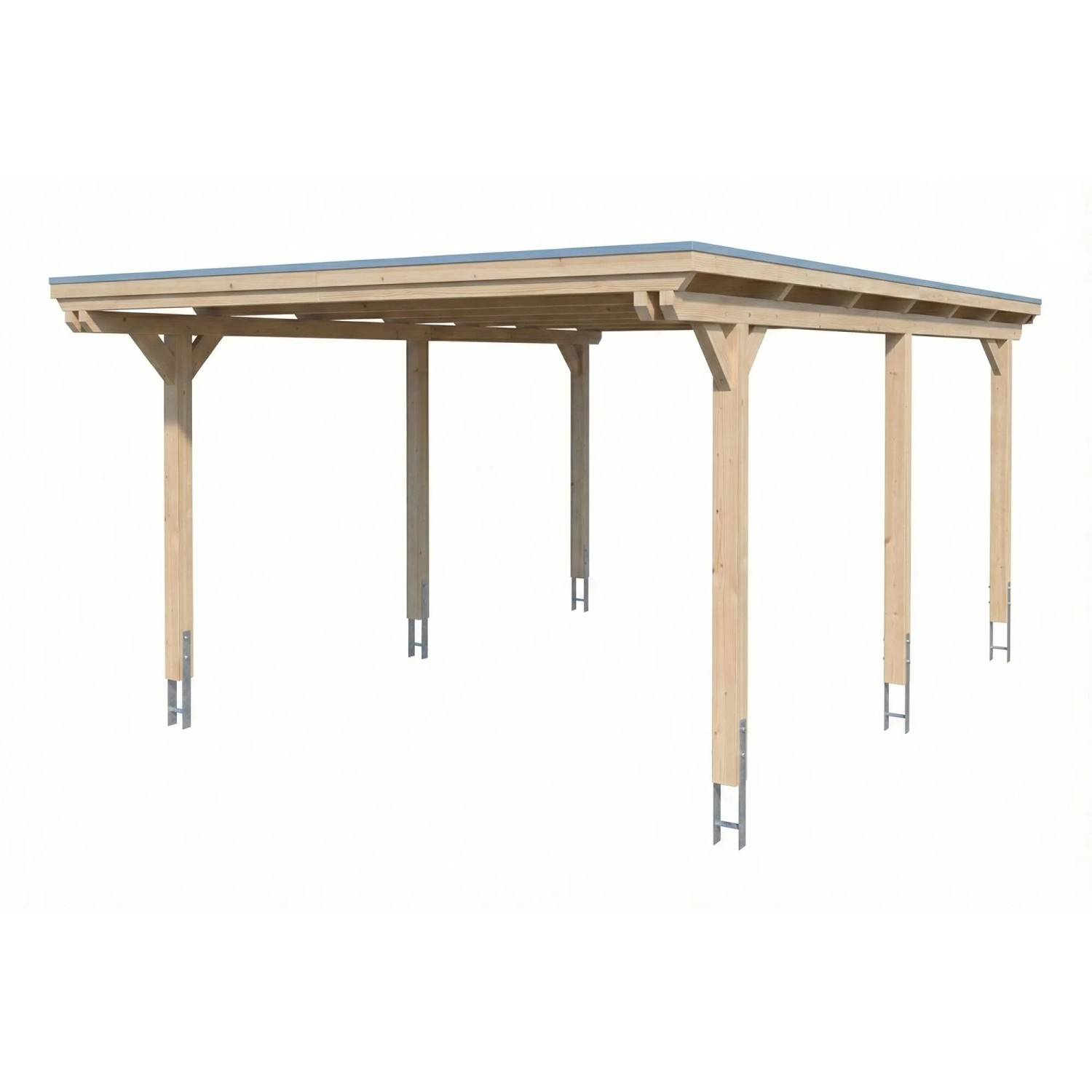 Skan Holz Carport Emsland Stahl-Dachplatten 402 x 604 cm Natur
