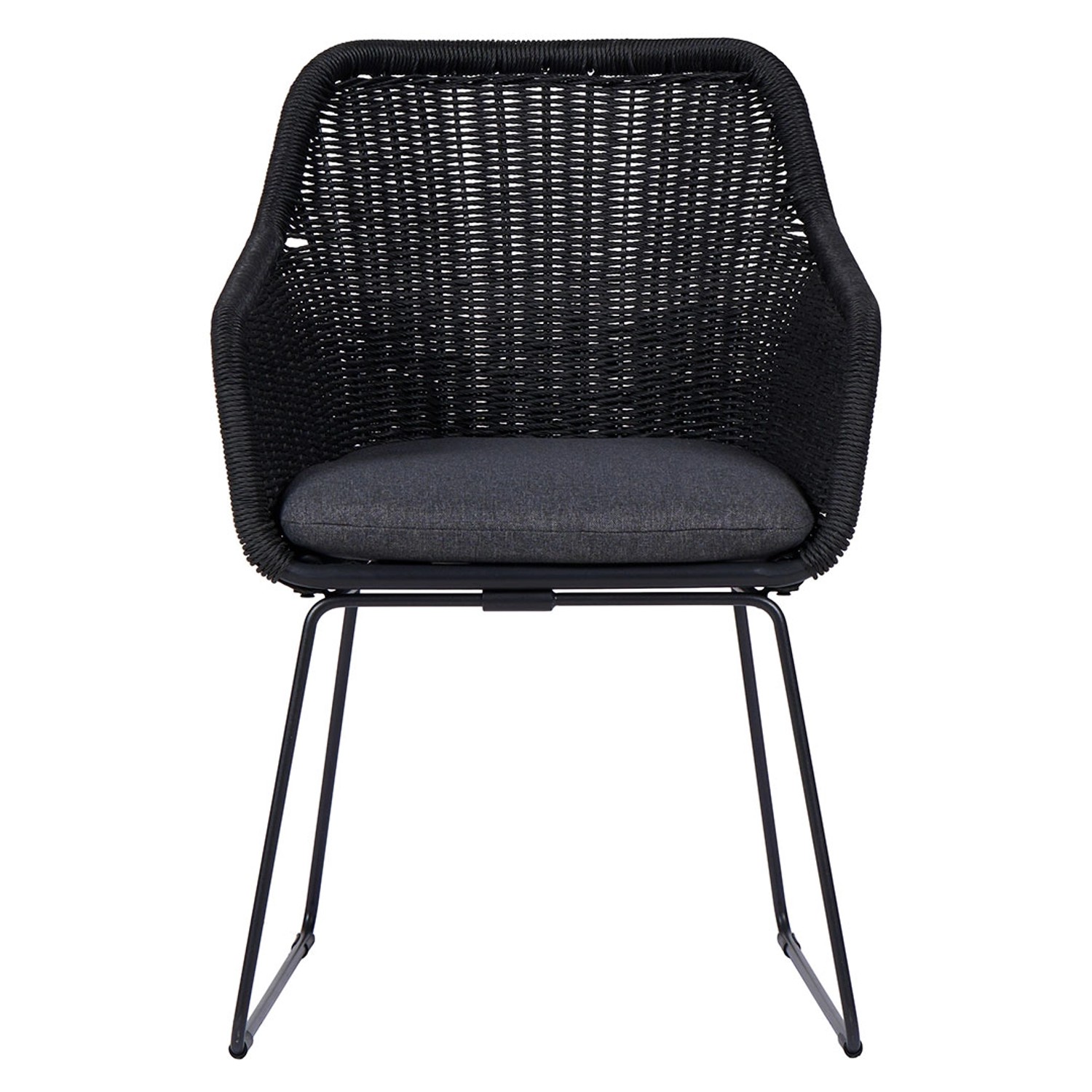 ebuy24 Sif Gartenstuhl Polyrattan mit Kissen Schwarz Grau günstig online kaufen