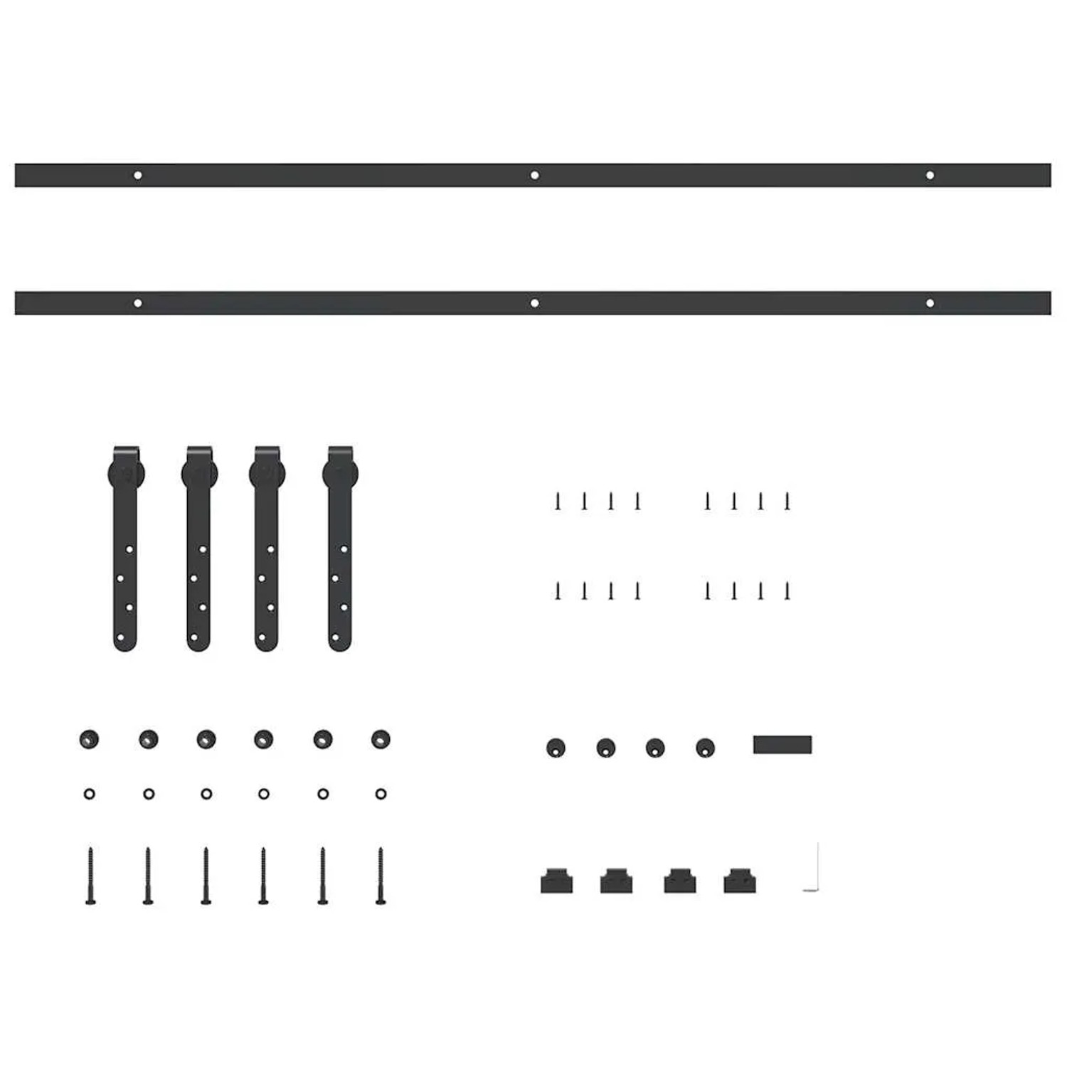 vidaXL Schiebetürbeschlag Set 213cm, Karbonstahl, für Schranktüren. Komplettes Set mit Schienen, Rollen und Zubehör.