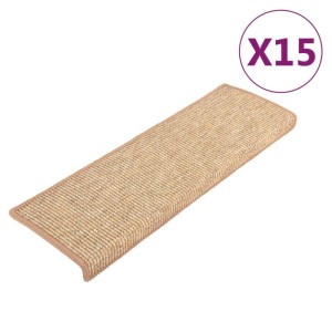 vidaXL Stufenmatten 15 Stk 65x21x4 cm Hellbraun Rechteckiger Rand 326910