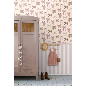 ESTAhome Tapete Kleine Schleifen Braun Rosa Und Lila 50 X 900 Cm 131470