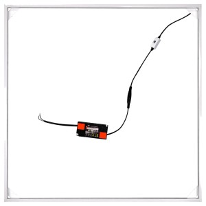 LED Lichtrahmen-Set 40W Infrae, weiße Deckenmontage. Detailaufnahme der Elektronik und des Schalters.