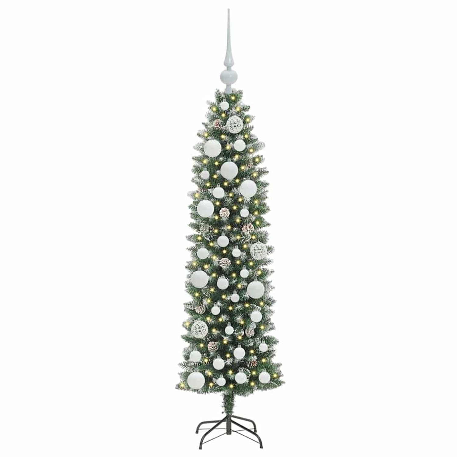 vidaXL Künstlicher Schlanker Weihnachtsbaum Grün und Weiß 120 cm 3395272
