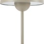 Beige Solar-LED-Tischleuchte Messina, Ø 16 cm, 27,5 cm hoch, für den Außenbereich.
