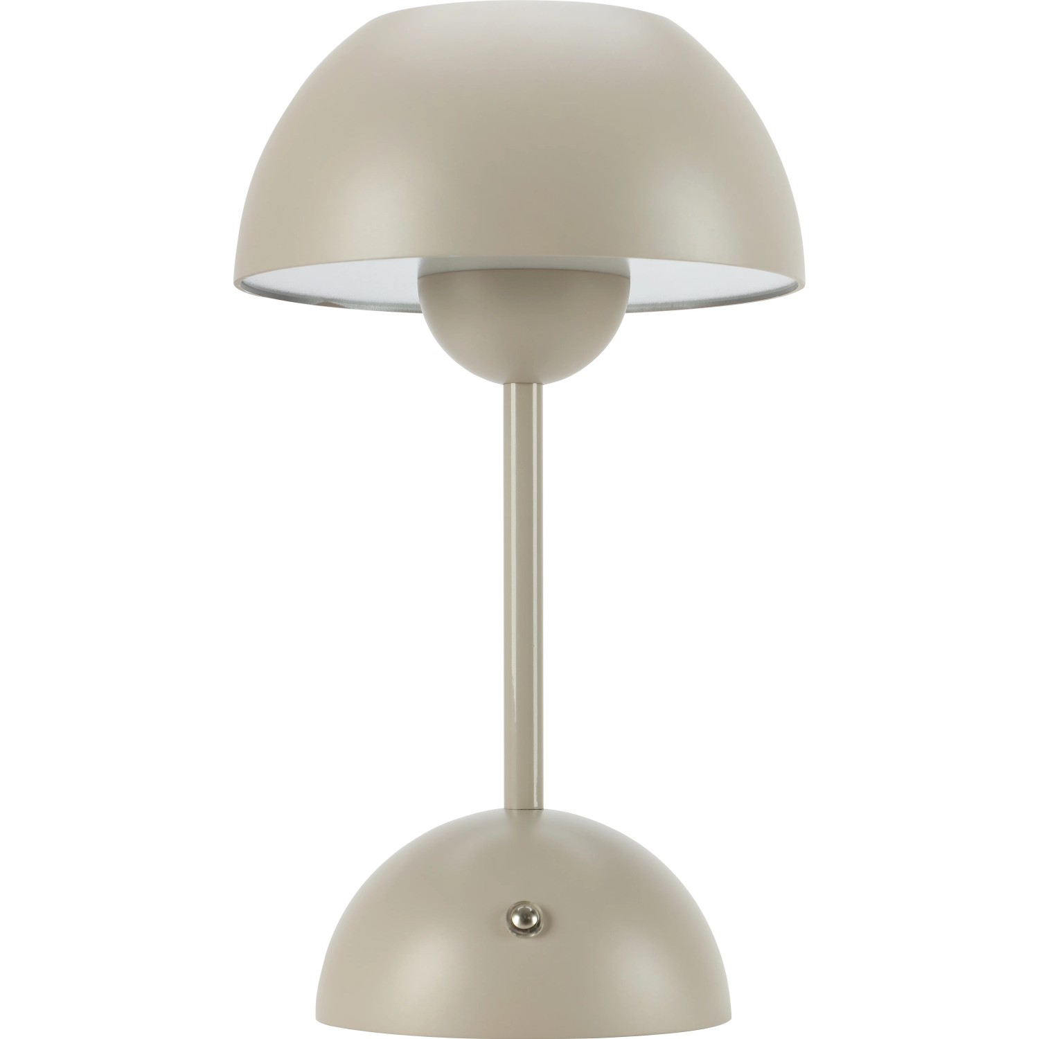 Beige Solar-LED-Tischleuchte Messina, Ø 16 cm, 27,5 cm hoch, für den Außenbereich.