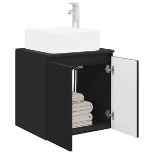 vidaXL Wandmontierte Waschtisch Schwarz 53 x 35 x 63 cm Holzwerkstoff 890423