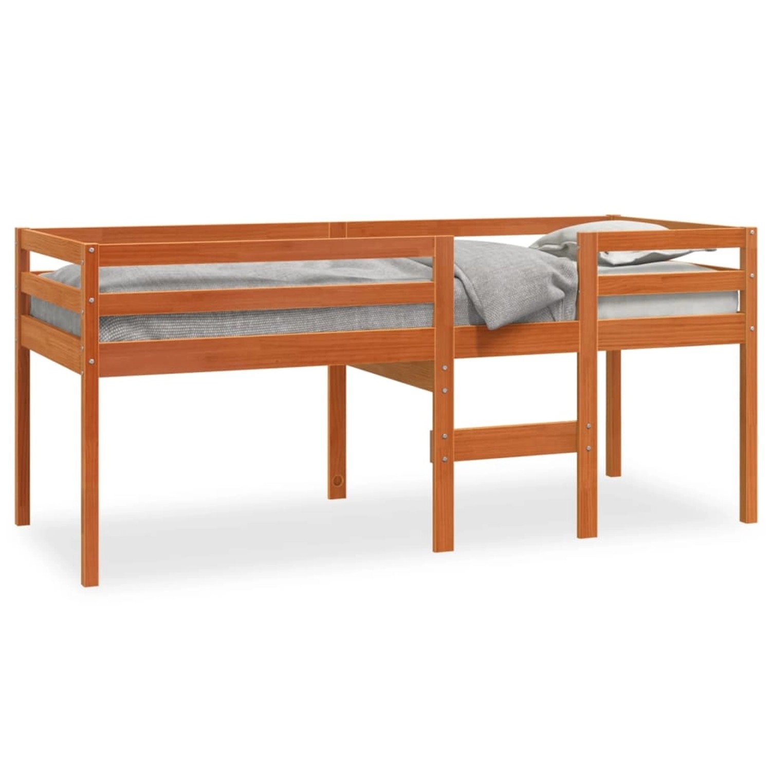 vidaXL Hochbett Wachsbraun 75x190 cm Massivholz Kiefer 844484 günstig online kaufen