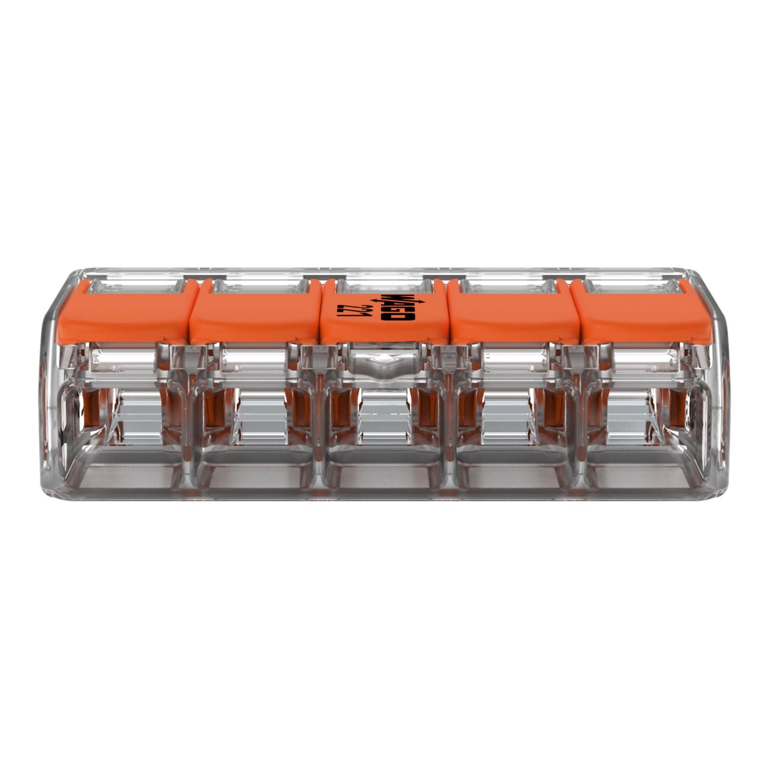 Wago Hebelklemme 221-415, 5-polig, für sichere Verbindungen von 0,2-4 mm² Leitern, 10er-Pack.