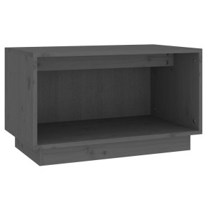 Grauer TV-Schrank aus Kiefernholz, 60x35x35 cm, offenes Fach für Mediengeräte.