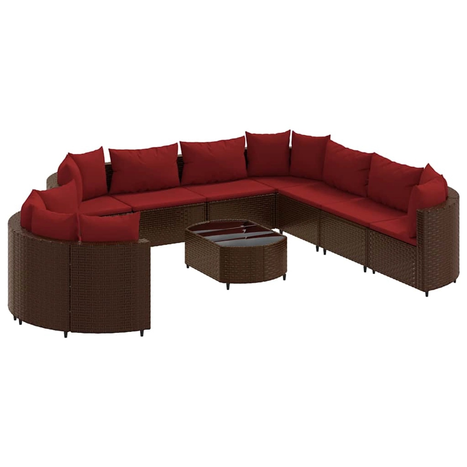 vidaXL 10-Tlg Garten-Sofagarnitur mit Kissen Braun Poly Rattan 3308413 günstig online kaufen