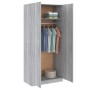 vidaXL Kleiderschrank Grau Sonoma, 90x52x200 cm, mit offenen Türen, Kleiderstange und Regalböden.