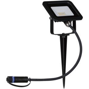 Schwarzer Paulmann Outdoor Flood Spot mit Erdspieß, 6,8W, warmweißes Licht für Außenbeleuchtung.
