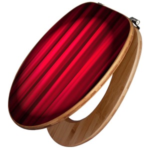 Banjado WC-Sitz aus Bambus mit Motiv roter Vorhang. Toilettendeckel aus Holz mit Universal Scharnieren.