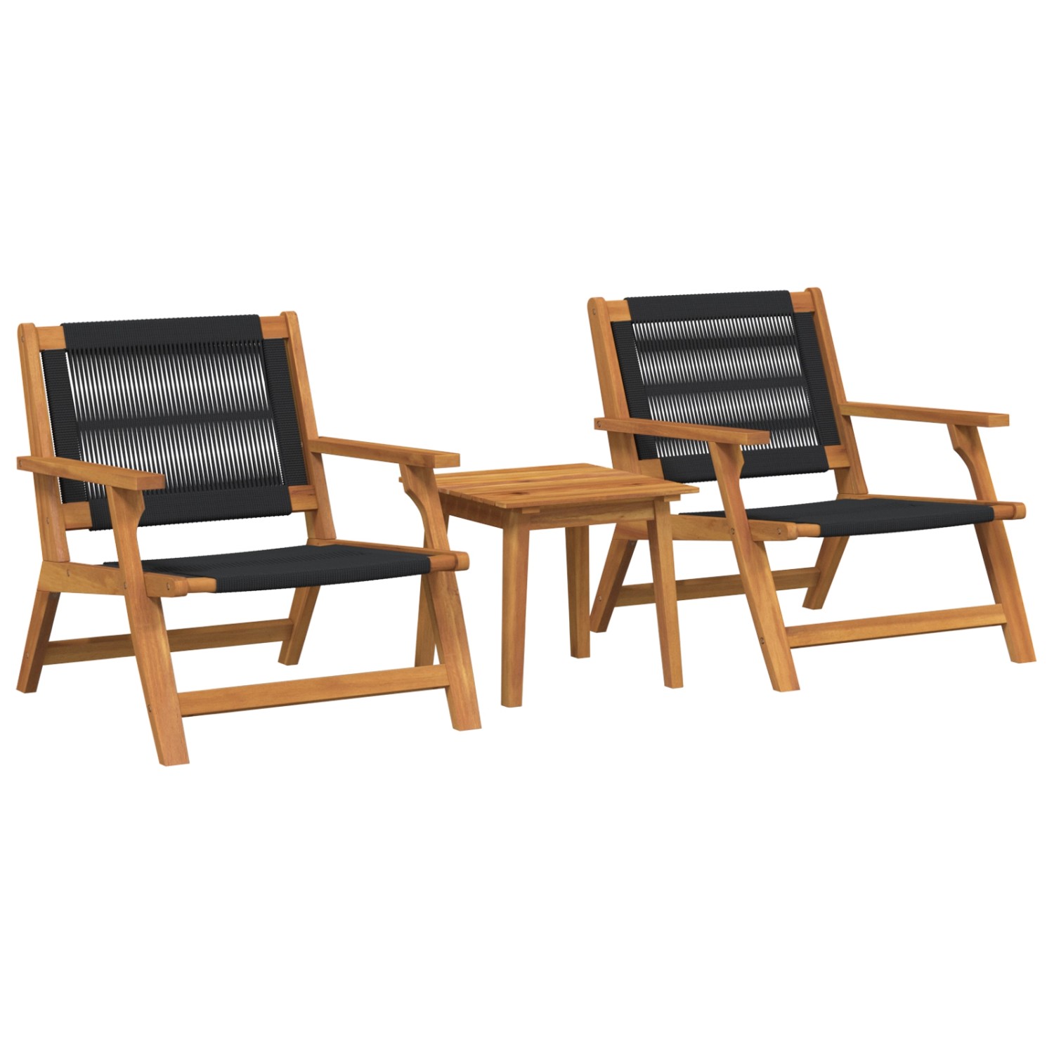 vidaXL Gartenstühle mit Tisch 3 Teile Schwarz Massivholz Akazie 3214437